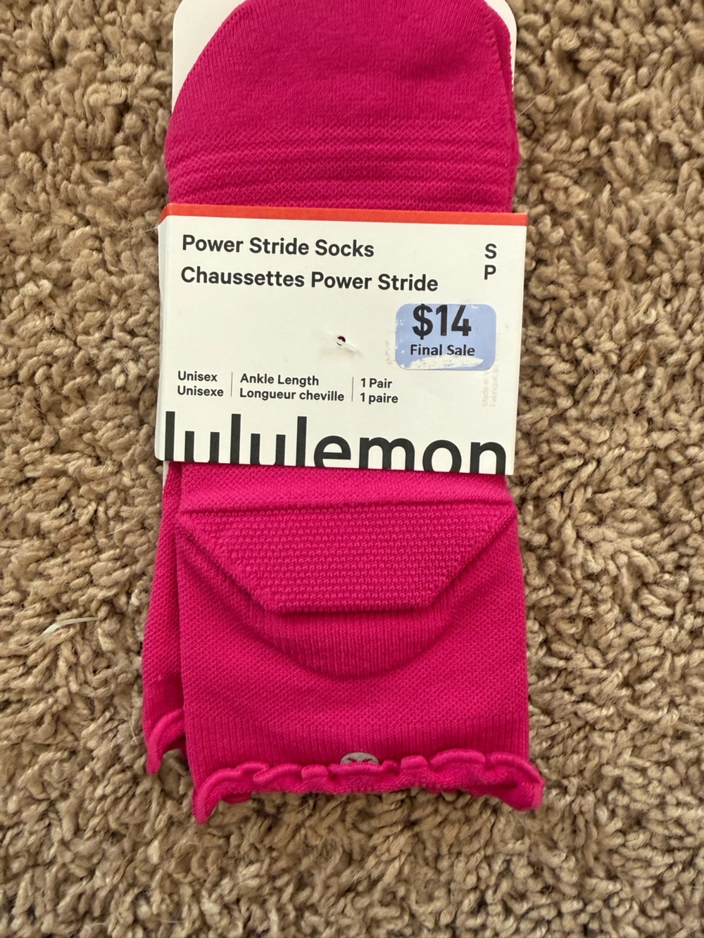 lululemon athletica Power Stride Ankle Socks - Bright Pink